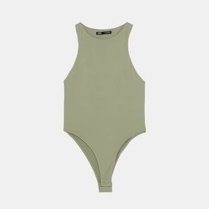 Zara Olive Green Halter Neck Bodysuit Size Small